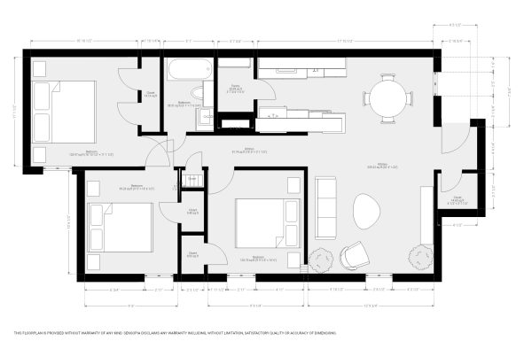 a floor plan of a two bedroom apartment at The Blanco Oaks Apartments